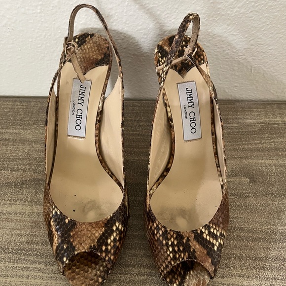 Jimmy Choo Python Snake Peep toe heels - Picture 2 of 6